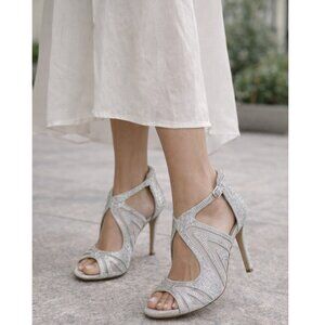 Gianni Bini Sharissah Silver Rhinestone High Heel Sandals Women’s 8.5M – NWB